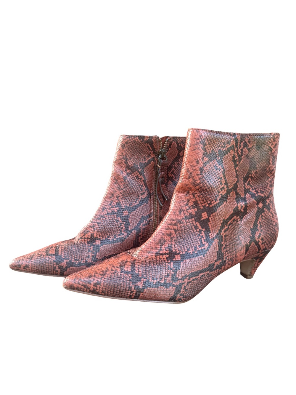 Splendid Red Snake-Print Pointed Toe Ankle Boots Size 9 1/2